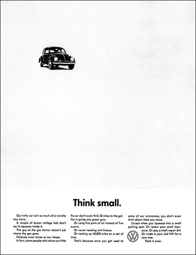 1959 ThinkSmall VW ad