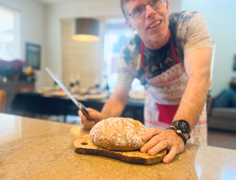 Jason Steed bakes gluten-free bread Thanksgiving