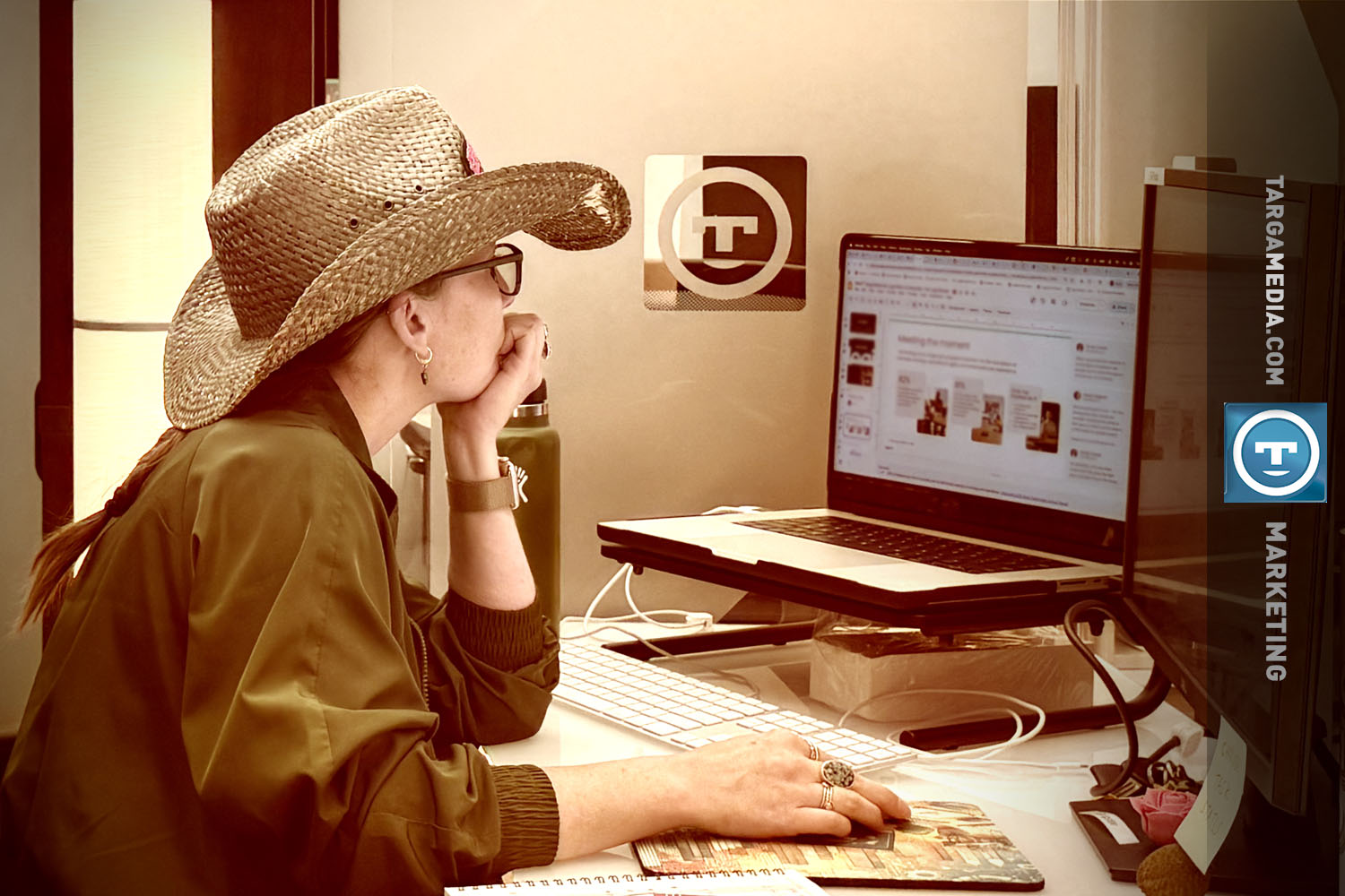 Designer looking at computer screen