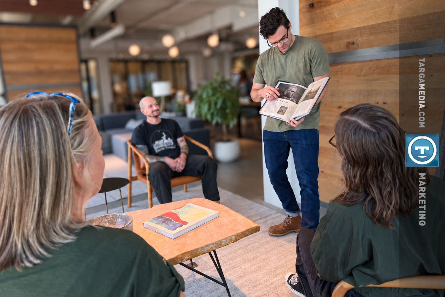 marketing team discussing design principles