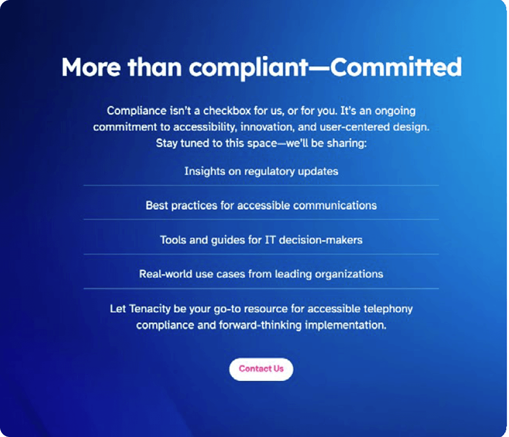 screenshot from compliance section on website